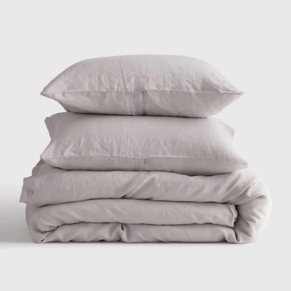 Quince Light Gray Linen Duvet Cover Set